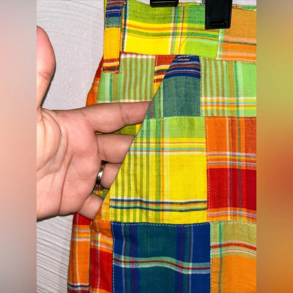 Loudmouth Shorts Golf Plaid Patchwork Mens Size 34 Multicolor Flat Front
